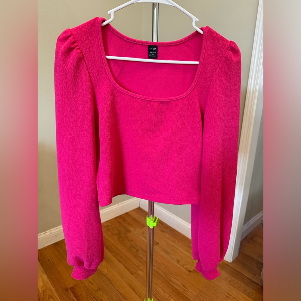 Hot Pink Long Sleeve Crop